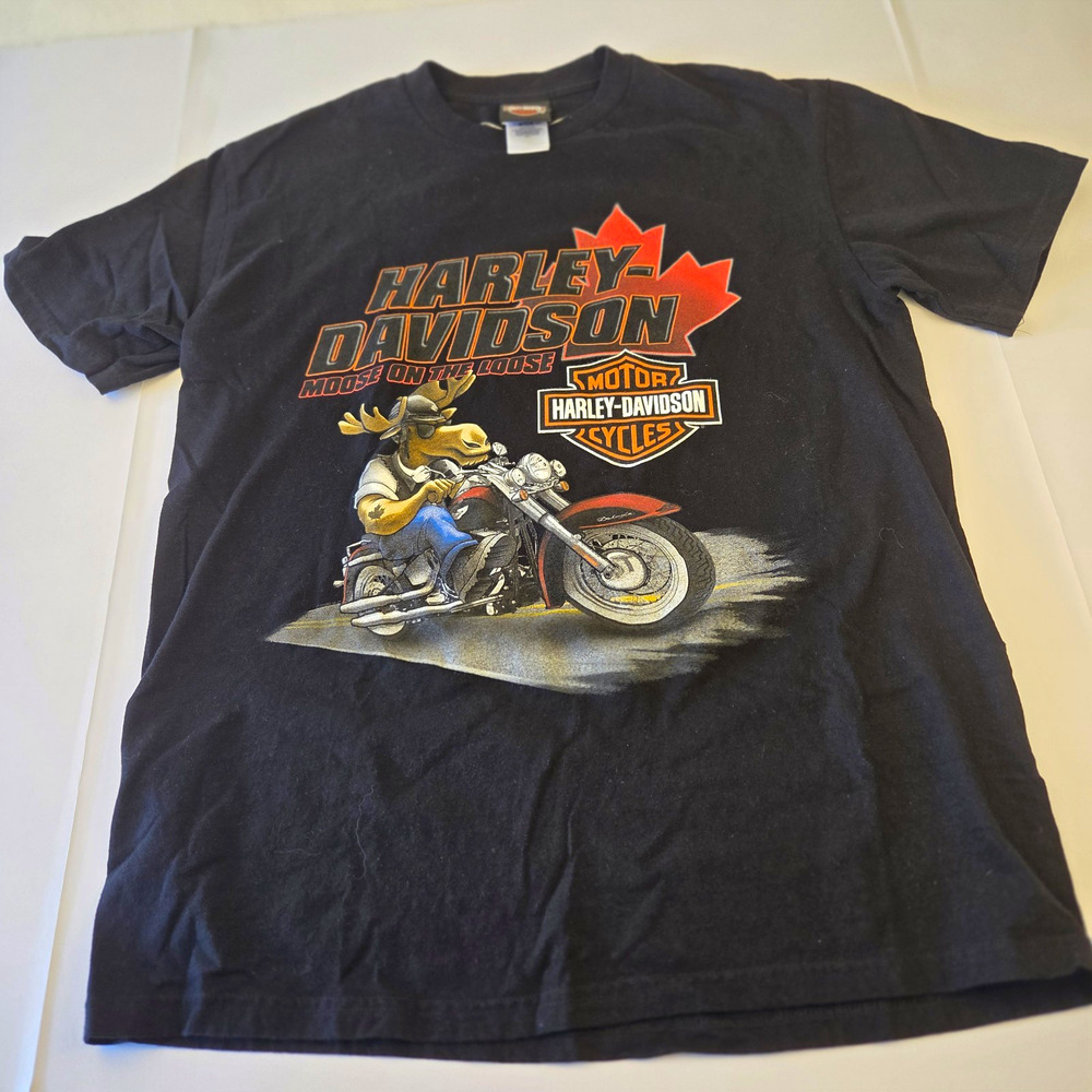VTG 2015 Harley-Davidson Banff Canada Moose On The Loose Graphic T-Shirt Size L